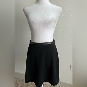 Sandro Black A-Line leather trim Midi Skirt